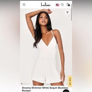 Lulus white sequin romper - large